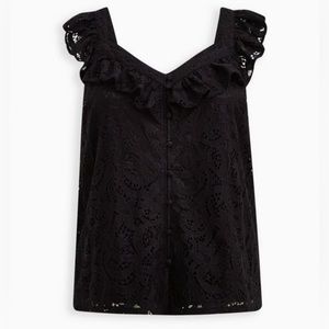 NWT torrid lace and ruffle deep black cami